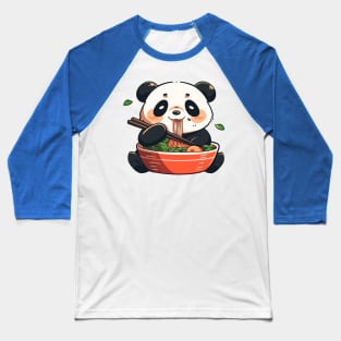 Panda T-Shirt, Graphic Ramen Tee, Unisex Casual Top, Foodie Gift, Ramen Lover Shirt, Asian Cuisine Themed Apparel Baseball T-Shirt